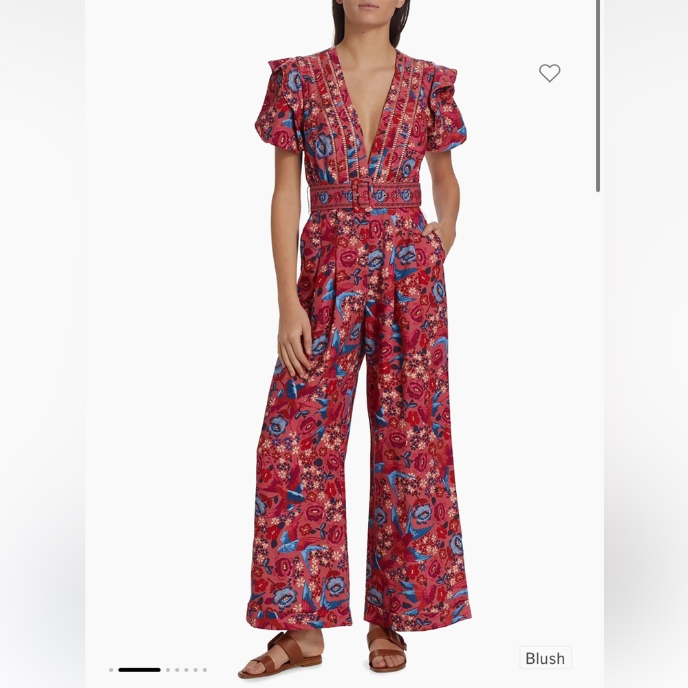 Farm Rio - Floral Birds Belted Jumpsuit - size small